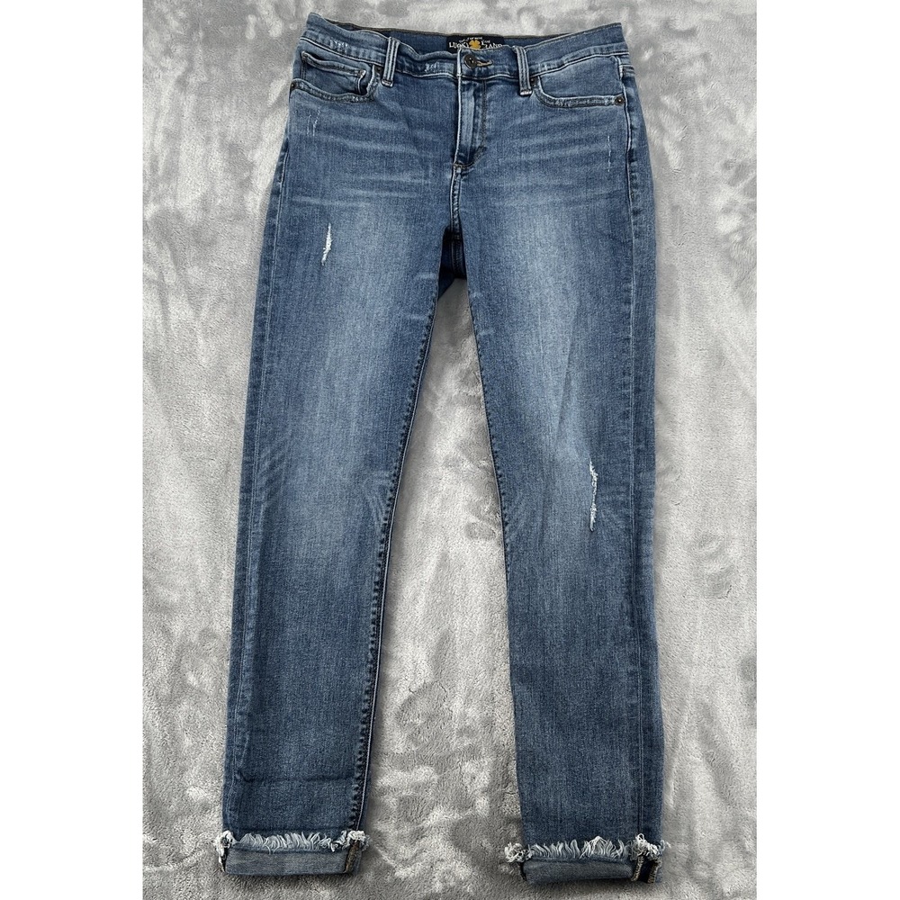 Lucky Brand Brooke Legging Jeans Women 8/29 Blue Skinny Distressed Raw Hem - Picture 1 of 11